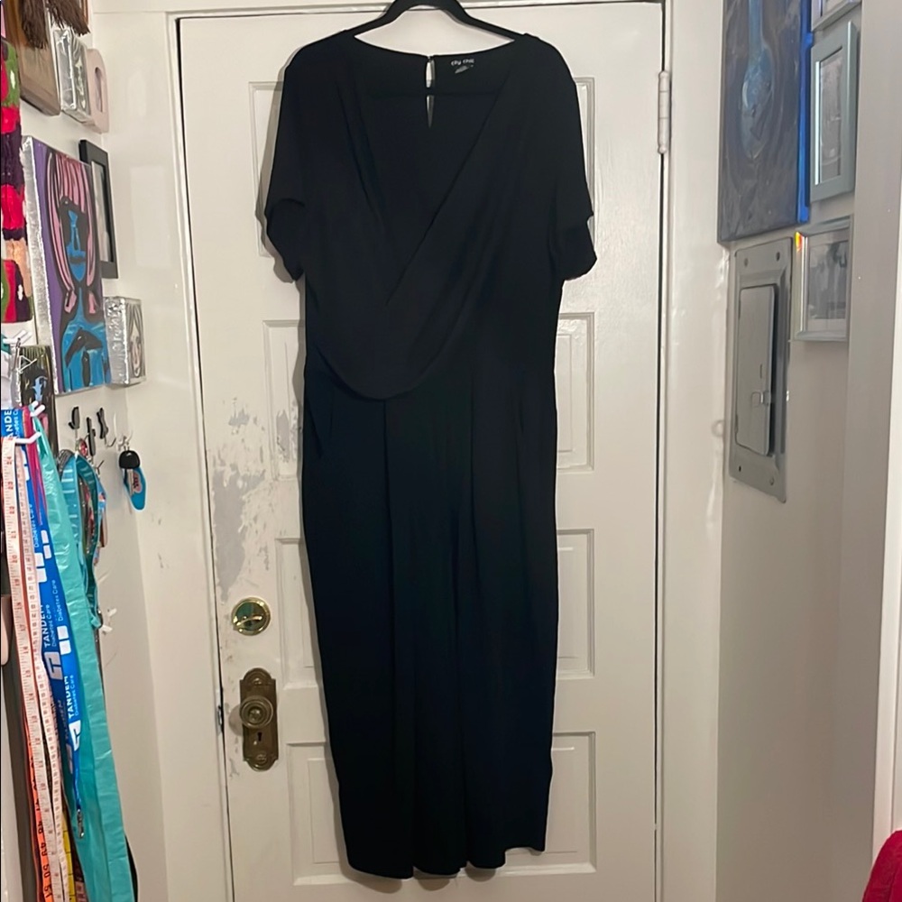 City Chic Black Sheer Jumpsuit